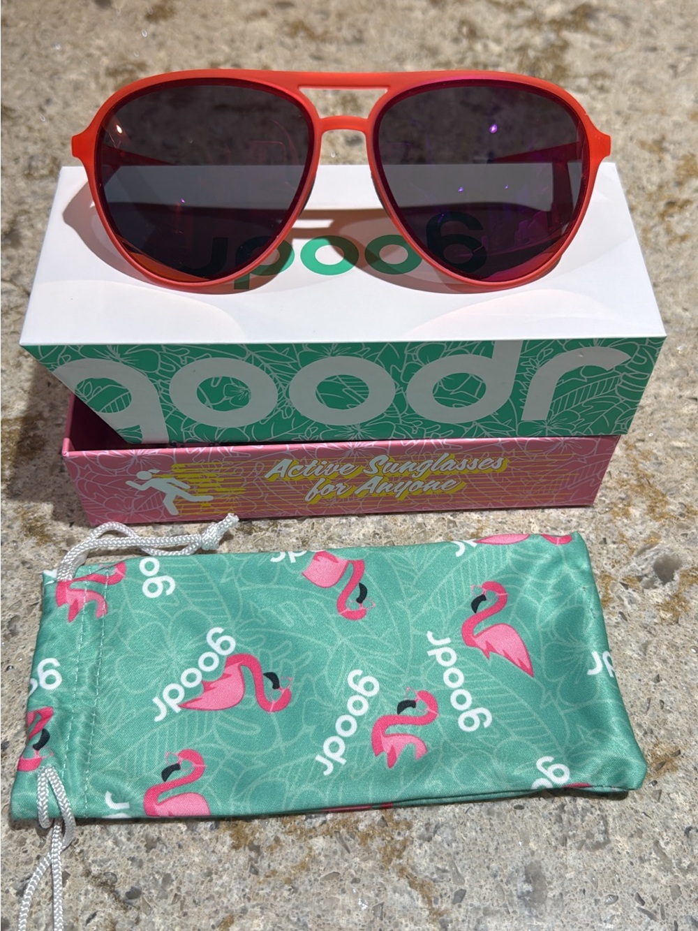 goodr Men’s Red Aviator Sunglasses